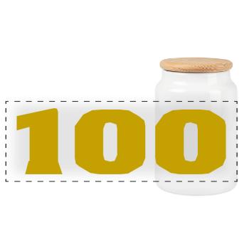 100. 100 YEARS. 100th ANNIVERSARY. 100 BIRTHDAY - Panoramic Cookie Jar with Wooden Lid - white - Front