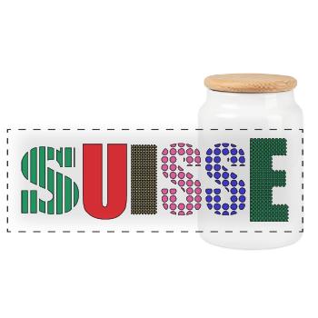 SUISSE. PAYS - Boîte à biscuits avec couvercle en bois - blanc - Devant