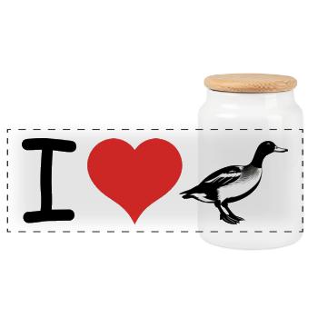 I love Ducks - Pet Design - Panorama Keksdose mit Holzdeckel - Weiß - Vorne