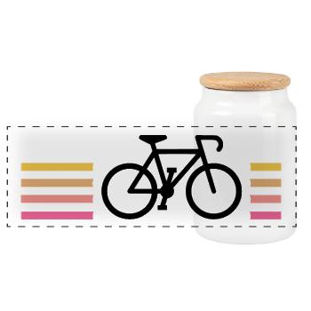 Black Bike Sunset Energetic Stripes - Panoramic Cookie Jar with Wooden Lid - white - Front