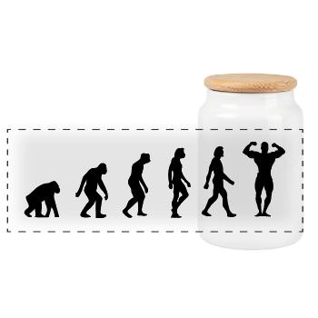 Die Evolution von Bodybuilding - Panorama Keksdose mit Holzdeckel - Weiß - Vorne