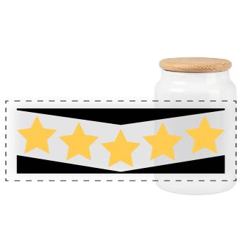 5 Sterne, gebogen. Five Stars. 2c - Panorama Keksdose mit Holzdeckel - Weiß - Vorne