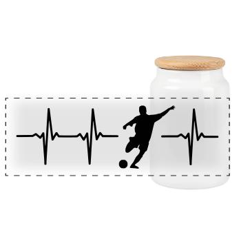Soccer T-Shirt Gift Idea Christmas Funny - Panoramic Cookie Jar with Wooden Lid - white - Front