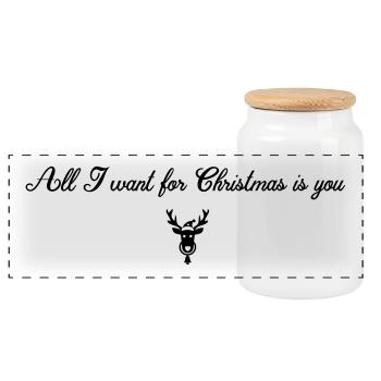 ALL I WANT FOR CHRISTMAS IS YOU - Boîte à biscuits avec couvercle en bois - blanc - Devant