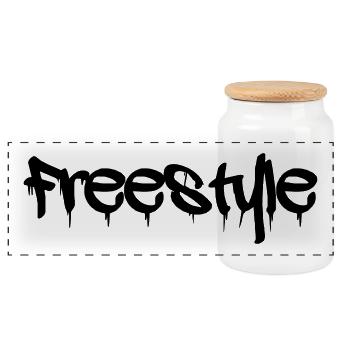 Freestyle - Panoramic Cookie Jar with Wooden Lid - white - Front