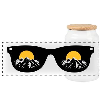 Berge - Panorama Keksdose mit Holzdeckel - Weiß - Vorne