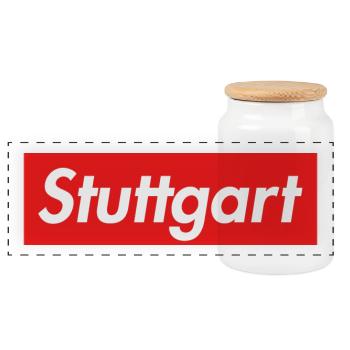 Ville de Stuttgart - Boîte à biscuits avec couvercle en bois - blanc - Devant