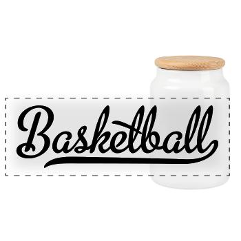 Basket-ball - Boîte à biscuits avec couvercle en bois - blanc - Devant