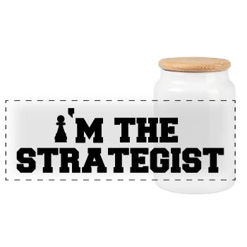 JE SUIS LE STRATEGISTE - T-shirt Echecs - Idée Cadeau - Boîte à biscuits avec couvercle en bois - blanc - Devant