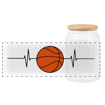 ballon de basket,fréquence cardiaque,sport,formes - Boîte à biscuits avec couvercle en bois - blanc - Devant