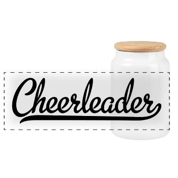 cheerleader - Panoramic Cookie Jar with Wooden Lid - white - Front