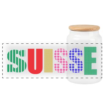 SUISSE - Boîte à biscuits avec couvercle en bois - blanc - Devant