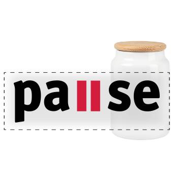 Pause - Boîte à biscuits avec couvercle en bois - blanc - Devant
