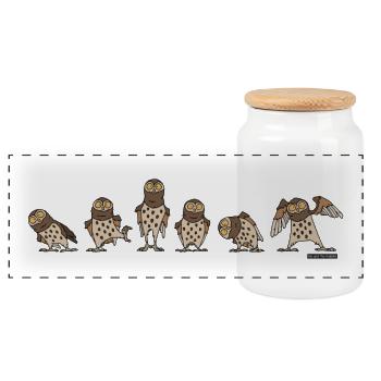 Owls - Brown - Boîte à biscuits avec couvercle en bois - blanc - Devant