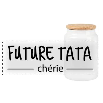 future tata - Boîte à biscuits avec couvercle en bois - blanc - Devant
