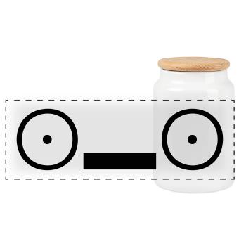 JapaneseEmoticons 101 Kaomoji by NJ - Panoramic Cookie Jar with Wooden Lid - white - Front