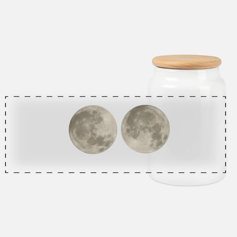 Moon - Panoramic Cookie Jar with Wooden Lid - white