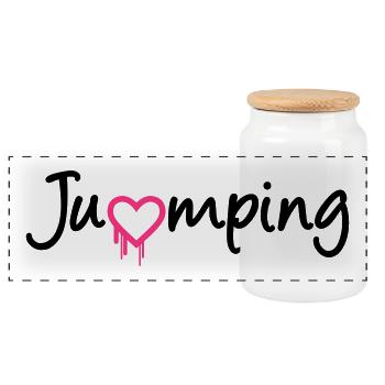 jumping trampolin girl jumpen jump Geschenk - Panorama Keksdose mit Holzdeckel - Weiß - Vorne