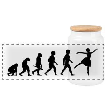 Evolution Ballerina Ballet Tanz Tänzerin Tanzen - Panorama Keksdose mit Holzdeckel - Weiß - Vorne