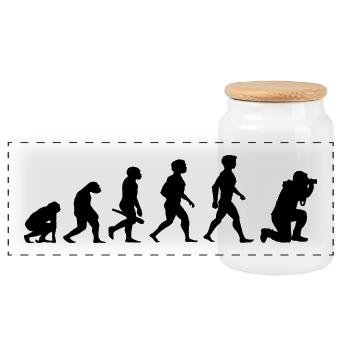 Evolution Photographe Photographe Appareil Photo - Boîte à biscuits avec couvercle en bois - blanc - Devant
