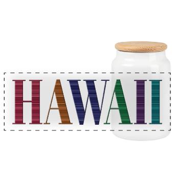 Hawaii Summer Vacation Gift Men Women Kids - Panoramic Cookie Jar with Wooden Lid - white - Front