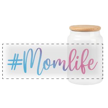 Hashtag Mom Life Muttertag Geschenkidee für Mama - Panorama Keksdose mit Holzdeckel - Weiß - Vorne