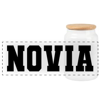 Novia Girlfriend Engagement Bridal Shower Wedding - Panoramic Cookie Jar with Wooden Lid - white - Front