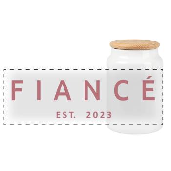 Verlobte Est. 2023 Verlobungsgeschenk Hochzeit des Bräutigams - Panorama Keksdose mit Holzdeckel - Weiß - Vorne