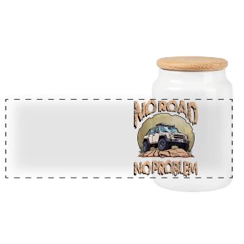 Off-Road Vehicle Driver - Panoramic Cookie Jar with Wooden Lid - white - Front