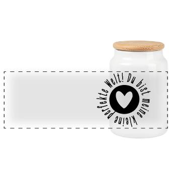 Tu es mon petit monde parfait ! - Boîte à biscuits avec couvercle en bois - blanc - Devant