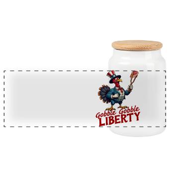 Gobble Gobble Liberty - Boîte à biscuits avec couvercle en bois - blanc - Devant