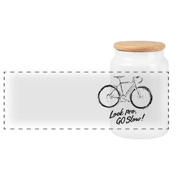 Look Pro Go Slow - Design for the Cyclist - Panoramic Cookie Jar with Wooden Lid - white - Front