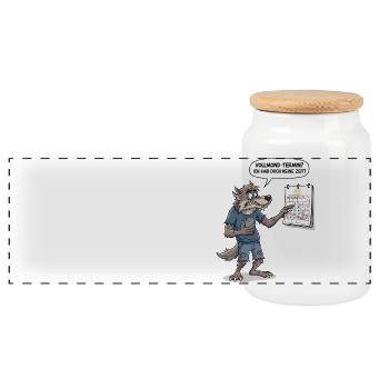Full moon date? I don't have time! - Panoramic Cookie Jar with Wooden Lid - white - Front