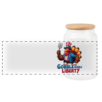 Gobble Gobble Liberty - Boîte à biscuits avec couvercle en bois - blanc - Devant