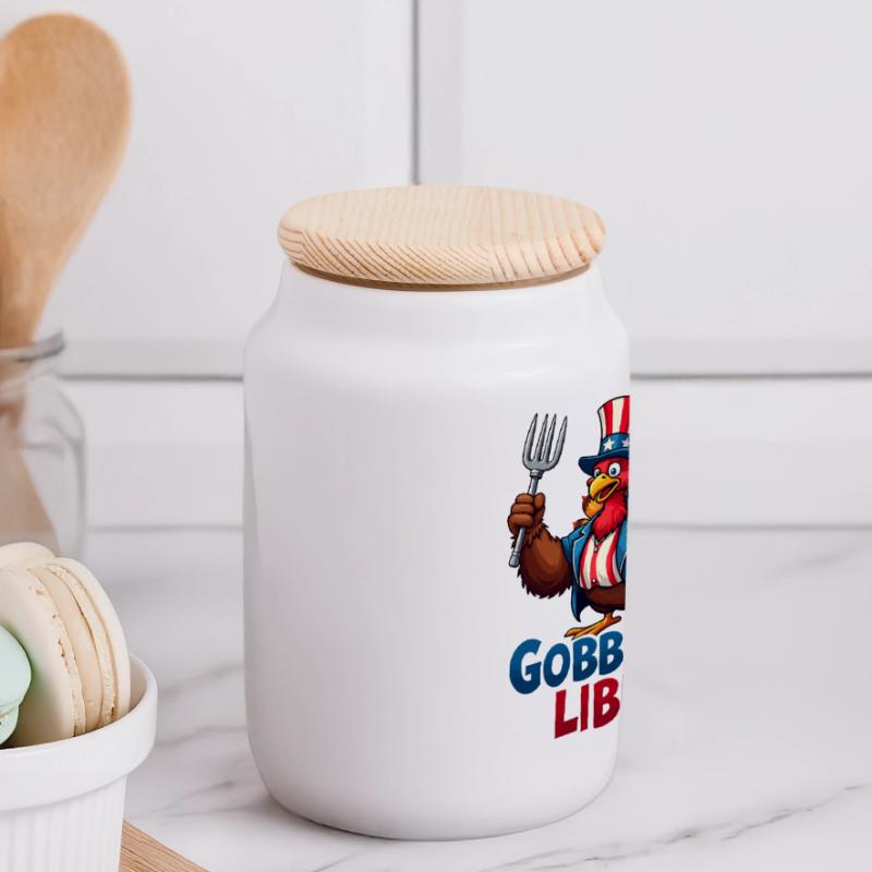 Gobble Gobble Liberty Boîte à biscuits avec couvercle en bois
