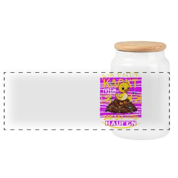 Duck poops ! - Panoramic Cookie Jar with Wooden Lid - white - Front