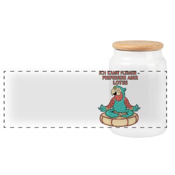 I can fly, but prefer lotus - Panoramic Cookie Jar with Wooden Lid - white - Front
