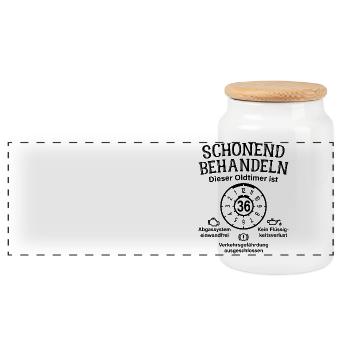 36. Geburtstag Schonend Behandeln Oldtimer Ist 36 - Panorama Keksdose mit Holzdeckel - Weiß - Vorne