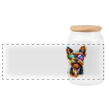 Yorkshire Terrier Hunde Liebhaber Süßer Yorkie - Panorama Keksdose mit Holzdeckel - Weiß - Vorne