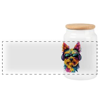 Yorkshire Terrier Hunde Liebhaber Süßer Yorkie - Panorama Keksdose mit Holzdeckel - Weiß - Vorne