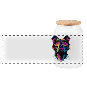 Pitbull Bulldog Pittie American Pitbull Terrier - Boîte à biscuits avec couvercle en bois - blanc - Devant