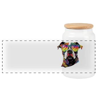 Pitbull Bulldog Pittie American Pitbull Terrier - Boîte à biscuits avec couvercle en bois - blanc - Devant