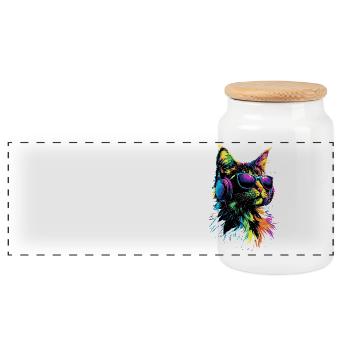 Cat Norwegian Forest Cat Norwegian Forest Cats - Panoramic Cookie Jar with Wooden Lid - white - Front