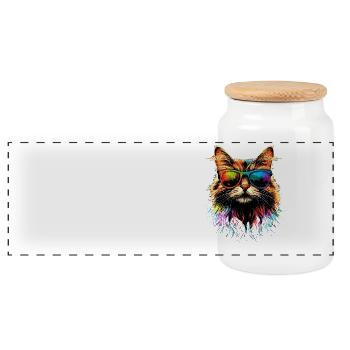 Persian Cat Persian Cat Persian Cat Cute Cats - Panoramic Cookie Jar with Wooden Lid - white - Front