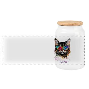 Cat Norwegian Forest Cat Norwegian Forest Cats - Panoramic Cookie Jar with Wooden Lid - white - Front
