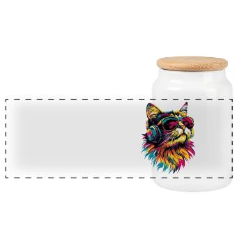 Persian Cat Persian Cat Persian Cat Cute Cats - Panoramic Cookie Jar with Wooden Lid - white - Front