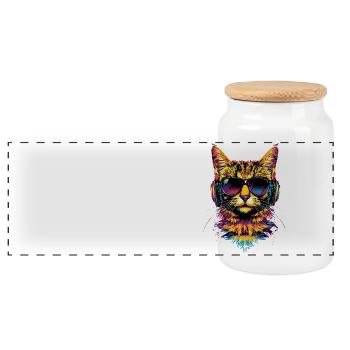 Savannah Cat Cat Mom Cute Serval Leopard Cats - Panoramic Cookie Jar with Wooden Lid - white - Front