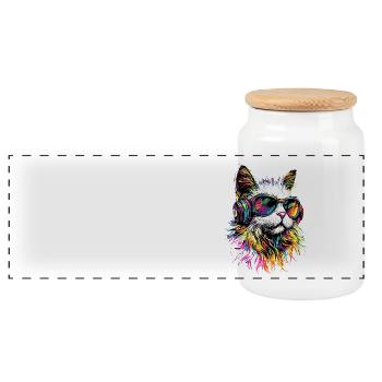 Angora Cat White Angora Cat Cute Angora Cats - Panoramic Cookie Jar with Wooden Lid - white - Front