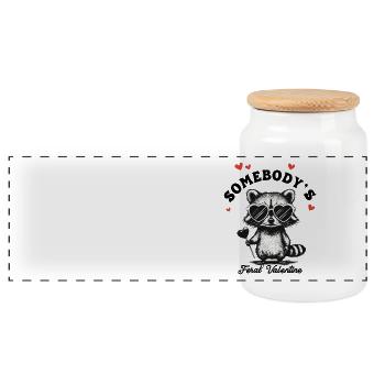 Wild Raccoon Valentine's Day Heart In Love Funny - Panoramic Cookie Jar with Wooden Lid - white - Front