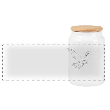 One Line Art Eagle drawn with a dash - Panoramic Cookie Jar with Wooden Lid - white - Front